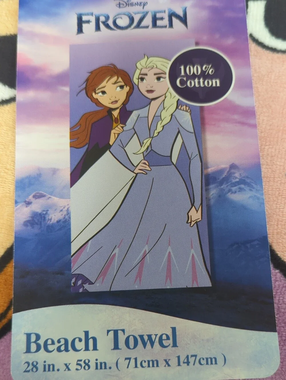 Disney Frozen Vibrant Color Elsa & Anna Beach Towel 100% Cotton Brand New 28x58